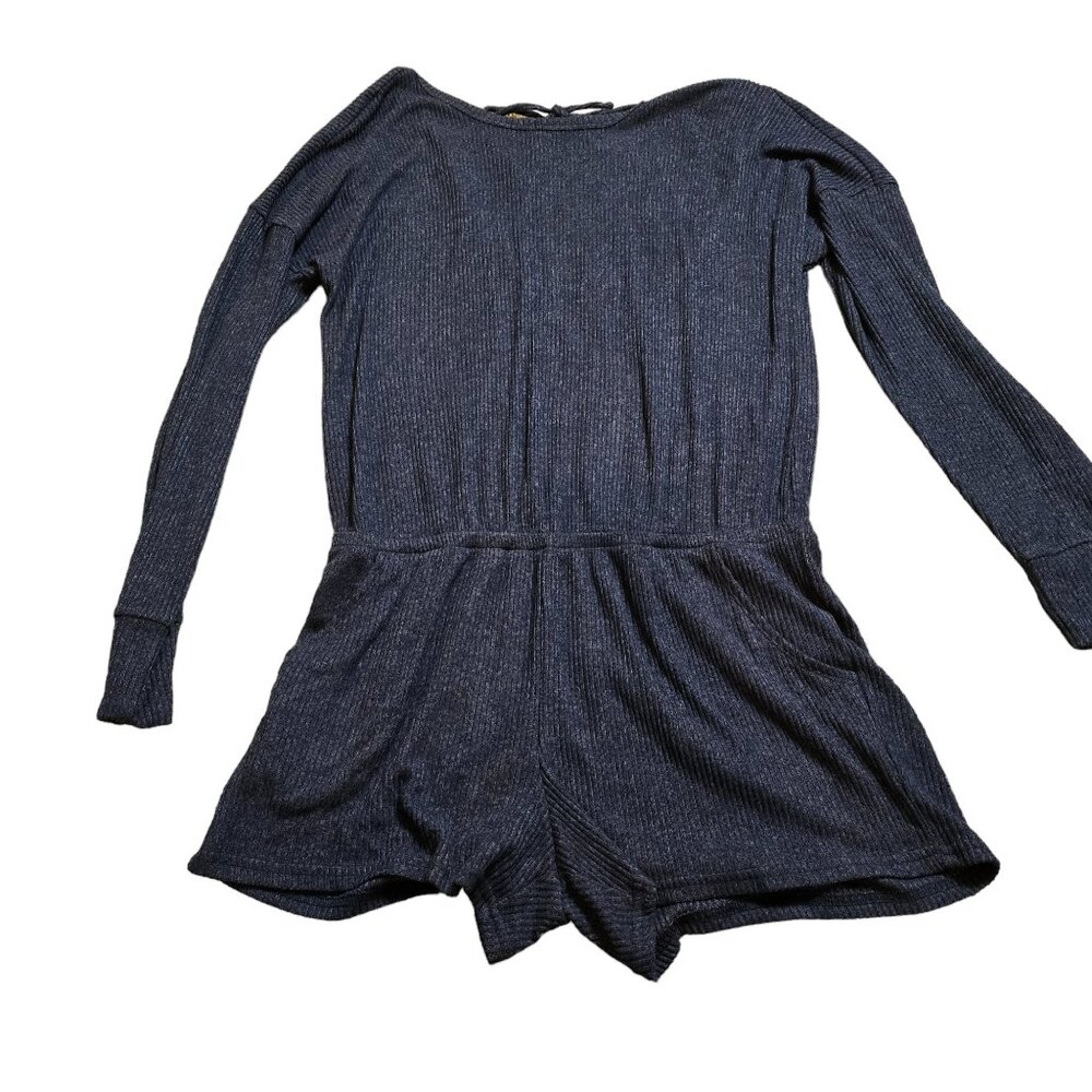Gilly‎ Hicks by Hollister Dark Blue Ribbed Long Sleeve Romper Size M NWT